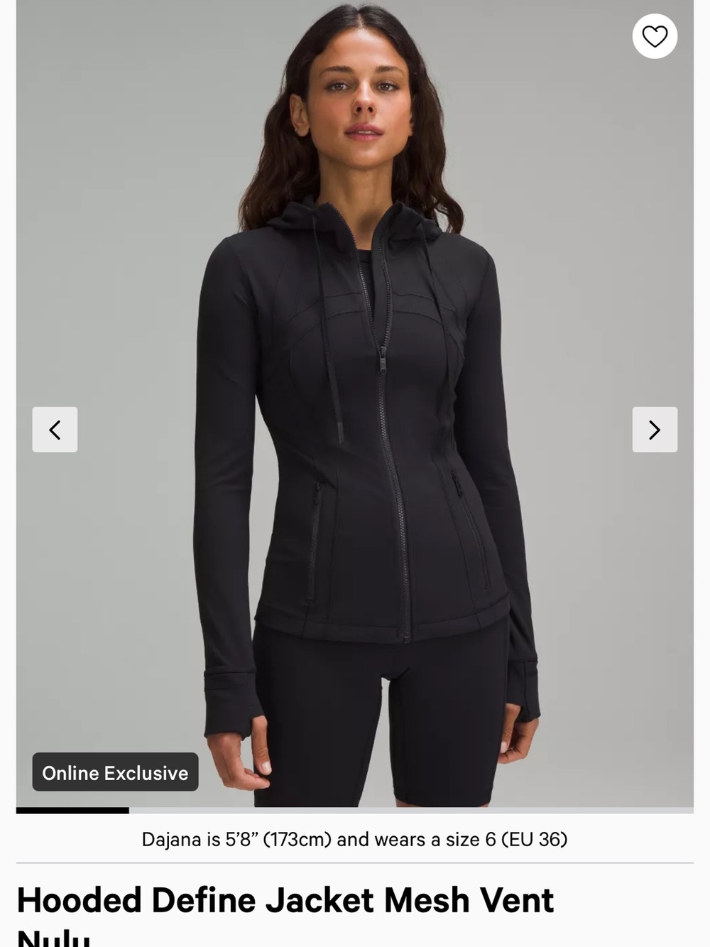 Lululemon Hooded Define Jacket Mesh Vent
Nulu Size 4 ideal condition